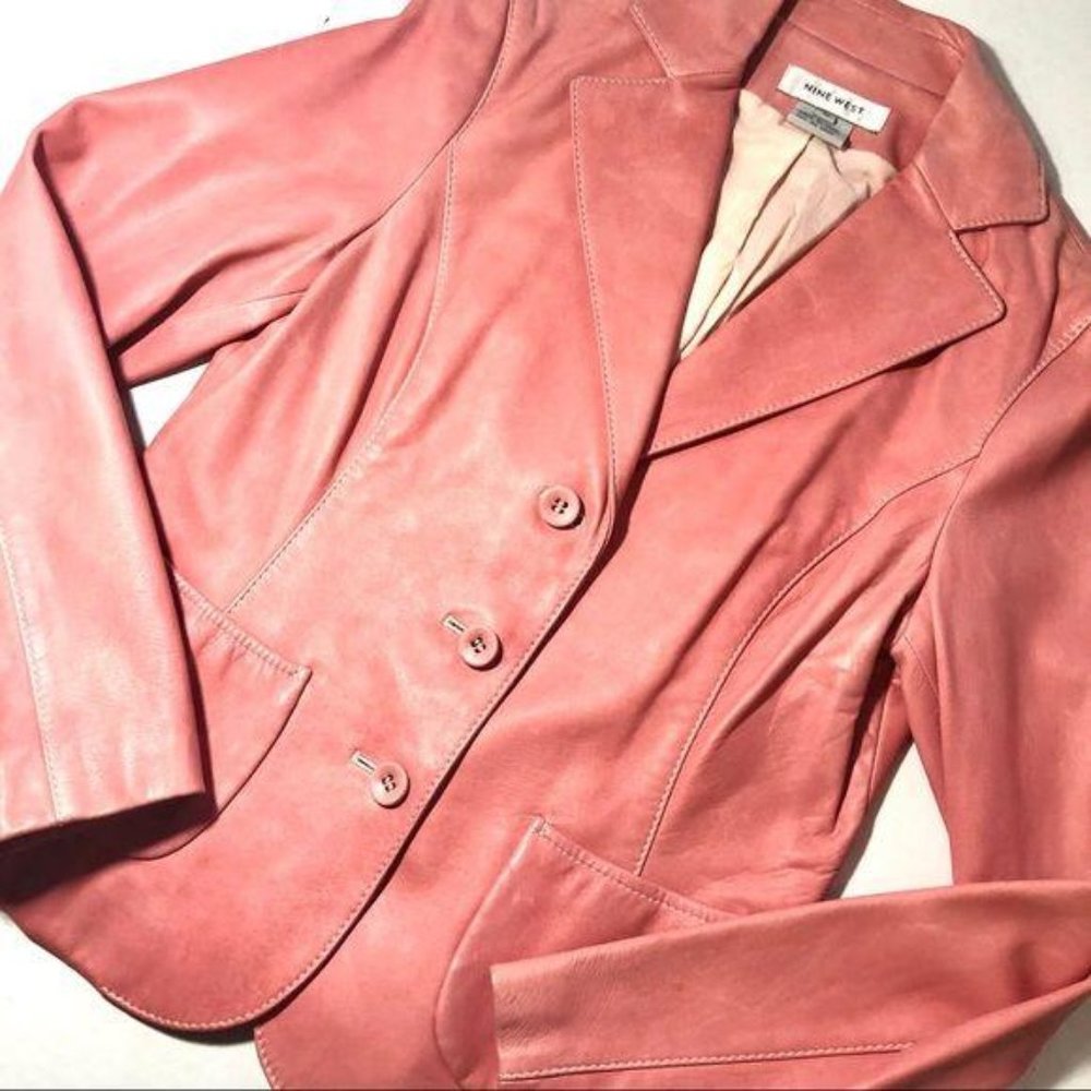 Nine West Soft Broken-In Pink Leather Jacket - Picture 5 of 8